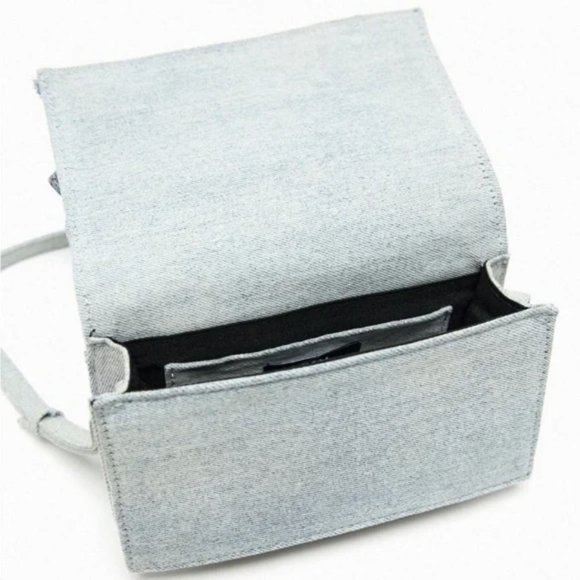 ZARA DENIM GRAY PATCHWORK DENIM MINI CITY BAG - Picture 4 of 9
